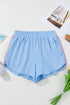 Striped Color Block Elastic High Waist Casual Shorts