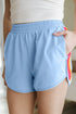 Striped Color Block Elastic High Waist Casual Shorts
