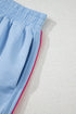 Striped Color Block Elastic High Waist Casual Shorts