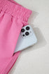 Striped Color Block Elastic High Waist Casual Shorts