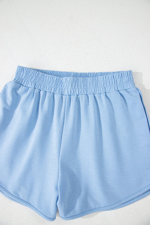 Striped Color Block Elastic High Waist Casual Shorts