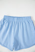 Striped Color Block Elastic High Waist Casual Shorts