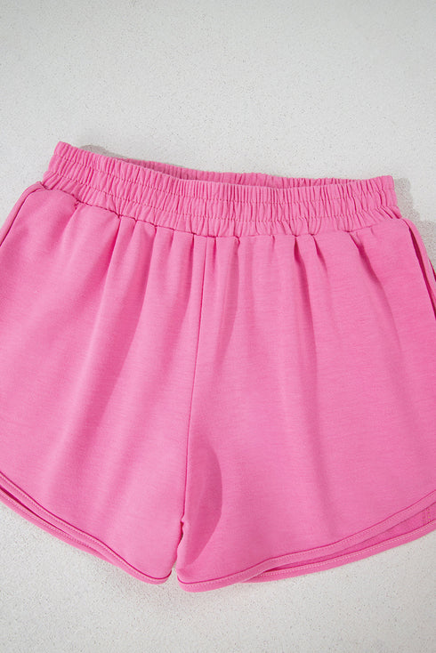 Striped Color Block Elastic High Waist Casual Shorts