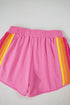Striped Color Block Elastic High Waist Casual Shorts