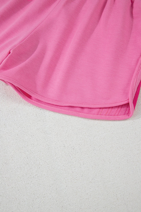 Striped Color Block Elastic High Waist Casual Shorts