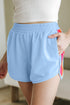 Striped Color Block Elastic High Waist Casual Shorts