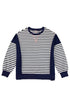 Striped Color Block Exposed Seam Pullover Sweatshirt