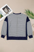 Striped Color Block Exposed Seam Pullover Sweatshirt