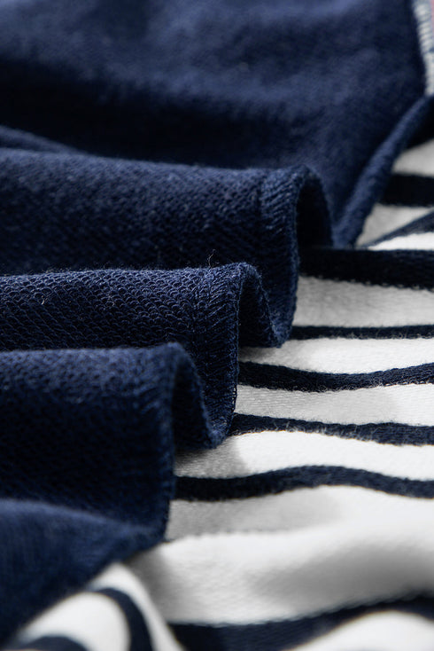 Striped Color Block Exposed Seam Pullover Sweatshirt