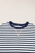 Striped Color Block Exposed Seam Pullover Sweatshirt