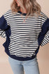 Striped Color Block Exposed Seam Pullover Sweatshirt