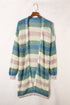 Striped Color Block Hollowed Knit Cardigan