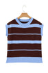 Striped Color Block Sleeveless Round Neck Sweater Vest