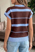 Striped Color Block Sleeveless Round Neck Sweater Vest