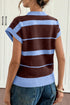 Striped Color Block Sleeveless Round Neck Sweater Vest