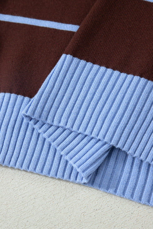 Striped Color Block Sleeveless Round Neck Sweater Vest