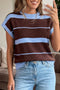 Striped Color Block Sleeveless Round Neck Sweater Vest