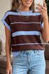 Striped Color Block Sleeveless Round Neck Sweater Vest