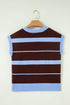 Striped Color Block Sleeveless Round Neck Sweater Vest