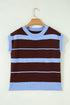 Striped Color Block Sleeveless Round Neck Sweater Vest