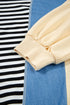 Striped Colorblock Half Zip Casual Pullover Hoodie
