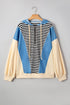 Striped Colorblock Half Zip Casual Pullover Hoodie