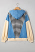Striped Colorblock Half Zip Casual Pullover Hoodie