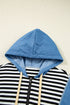 Striped Colorblock Half Zip Casual Pullover Hoodie