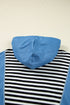 Striped Colorblock Half Zip Casual Pullover Hoodie