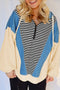 Striped Colorblock Half Zip Casual Pullover Hoodie