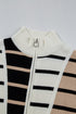 Striped Colorblock Half Zip Short Sleeve Knit Sweater