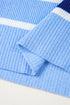 Striped Colorblock Half Zip Short Sleeve Knit Sweater