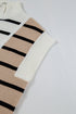 Striped Colorblock Half Zip Short Sleeve Knit Sweater