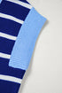Striped Colorblock Half Zip Short Sleeve Knit Sweater
