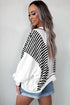 Striped Colorblock Patchwork Contrast Stitching Drop Shoulder Sweatshirt