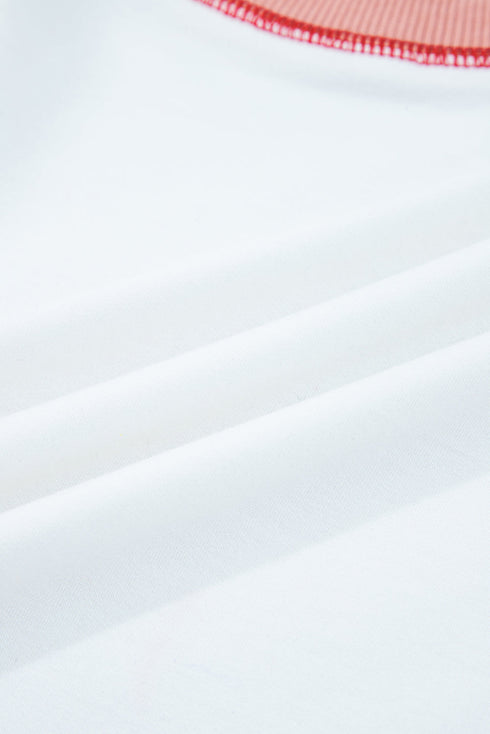 Striped Colorblock Patchwork Contrast Stitching Drop Shoulder Sweatshirt