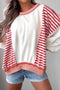 Striped Colorblock Patchwork Contrast Stitching Drop Shoulder Sweatshirt