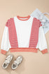 Striped Colorblock Patchwork Contrast Stitching Drop Shoulder Sweatshirt