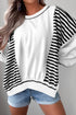 Striped Colorblock Patchwork Contrast Stitching Drop Shoulder Sweatshirt