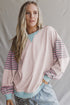 Striped Colorblock Patchwork Drop Shoulder Sweatshirt
