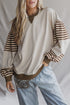 Striped Colorblock Patchwork Drop Shoulder Sweatshirt