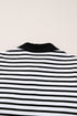 Striped Contrast Collar Button Placket Pocket Mini Dress