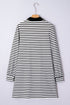 Striped Contrast Collar Button Placket Pocket Mini Dress