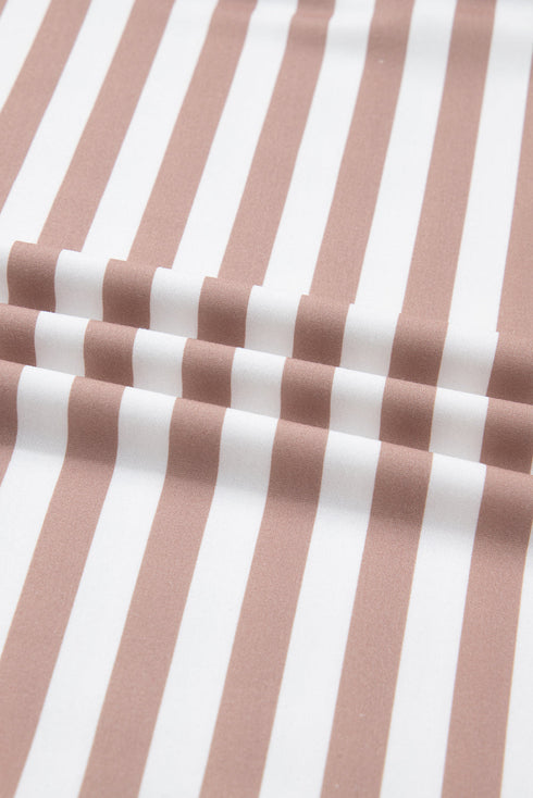 Striped Contrast Edge Drop Shoulder Pullover Shorts Set