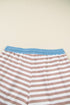 Striped Contrast Edge Drop Shoulder Pullover Shorts Set