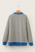 Striped Contrast Trim Button Placket Polo Top