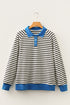 Striped Contrast Trim Button Placket Polo Top
