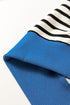 Striped Contrast Trim Button Placket Polo Top