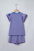 Striped Contrast Trim Cap Sleeve Casual Short Set