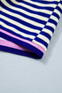 Striped Contrast Trim Cap Sleeve Casual Short Set